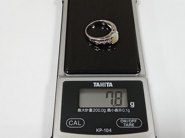 【キャッツアイリング】Pt900／ダイヤ0.21ct ／＃13／7.8g リング 鑑別書付の画像8