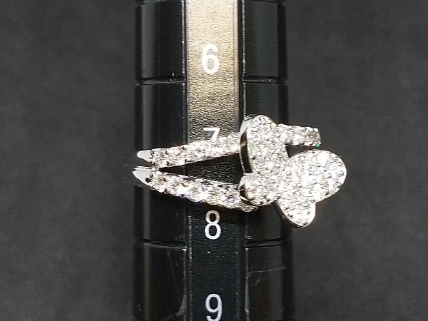 K18 18金 WG ダイヤモンド 蝶 デザイン リング 指輪 ホワイトゴールド D0.67ct 4.7g #7 店舗受取可の画像7
