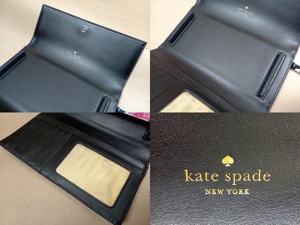 kate spade ケイトスペード スマホウォレット 花柄 ブラック 8ARU1987 財布 iphoneケース割れあり_画像6