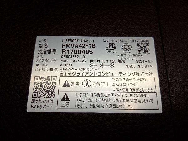 FUJITSU FMVA42F1B ノートPC(ゆ21-08-03)_画像5