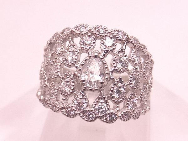 【値下げ】 Pt950/ダイヤ1.11ct/ペアシェイプ/17.5号リング/13.0g プラチナ