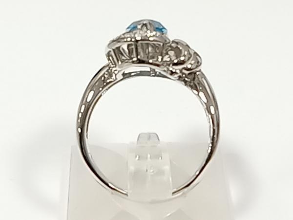 [ diamond 0.04ct есть ]Pt900| натуральный голубой топаз |12.5 номер |8.9g платина кольцо 