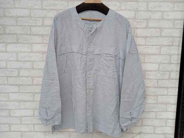 HOMME PLISSE ISSEY MIYAKE HP04FJ017 オムプリッセ イッセイミヤケ ノーカラー リネンシャツ メンズ ライトブルー サイズ3 状態考慮 20AW