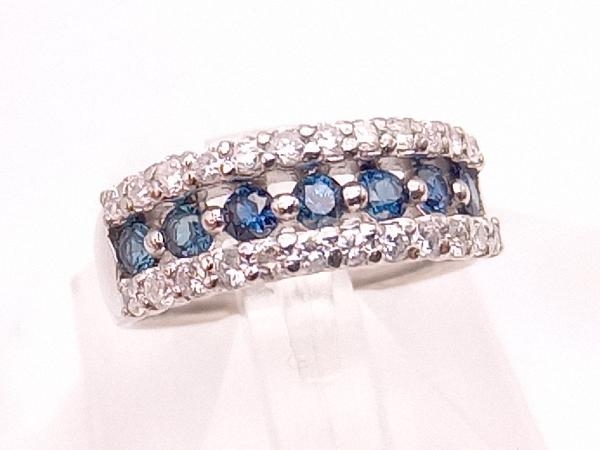 【国内正規総代理店アイテム】 Pt900/ダイヤ0.43ct/サファイア0.40ct/11号リング/6.8g プラチナ台