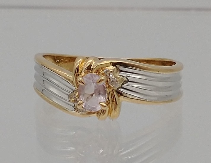 K18 Pt900 9号 2.7g カラーストーン 透明石 ゴールド プラチナ リング 指輪 品物のみ