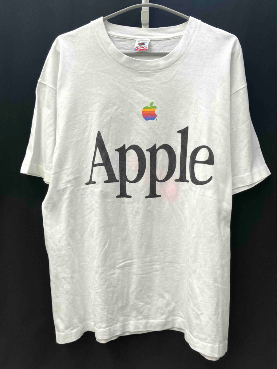 [90s] FRUIT OF THE LOOM フルーツオブザルーム 半袖 Tシャツ ホワイト XL レインボー Apple ヴィンテージ 古着
