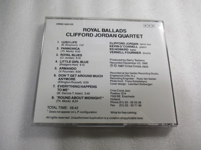 CD Clifford Jordan / Royal Ballads (Criss Cross Jazz) クリフォード・ジョーダン /Vernell Fournier /聴かずに死ねるか 'Round Midnight_画像2