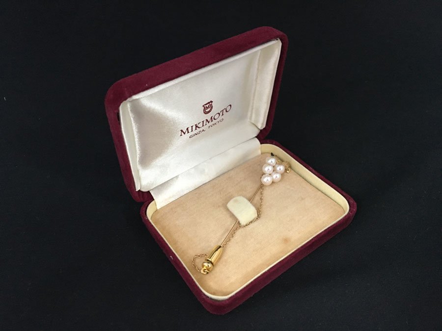【MIKIMOTO】ミキモト ブローチ 真珠 葡萄 約5.5ｍｍ～5.8mm K14 刻印 アコヤ真珠 あこや 重量4.6g ケース付_画像1