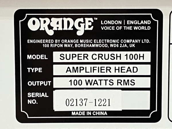ORANGE SUPER CRUSH 100H ギターヘッドアンプ オレンジ スーパークラッシュ 100 音響機器 ジャンク C8062498_画像9