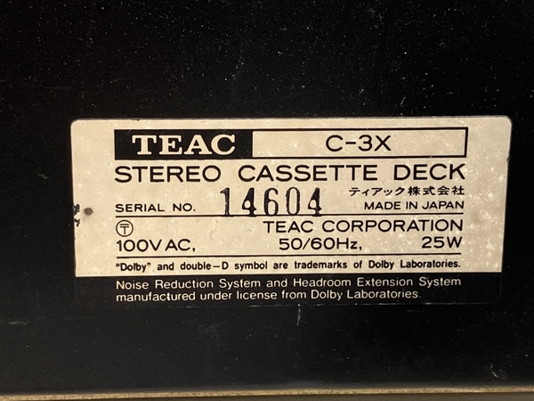 TEAC C-3X カセットデッキ 音響 ジャンク K8259157_画像2