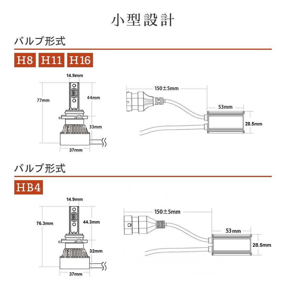 HID屋 LED フォグランプ イエロー H8/H11/H16, HB4, H3, H4, PSX26, 10400lm 爆光 車検対応 Mシリーズ 1年保証　送料無料_画像9