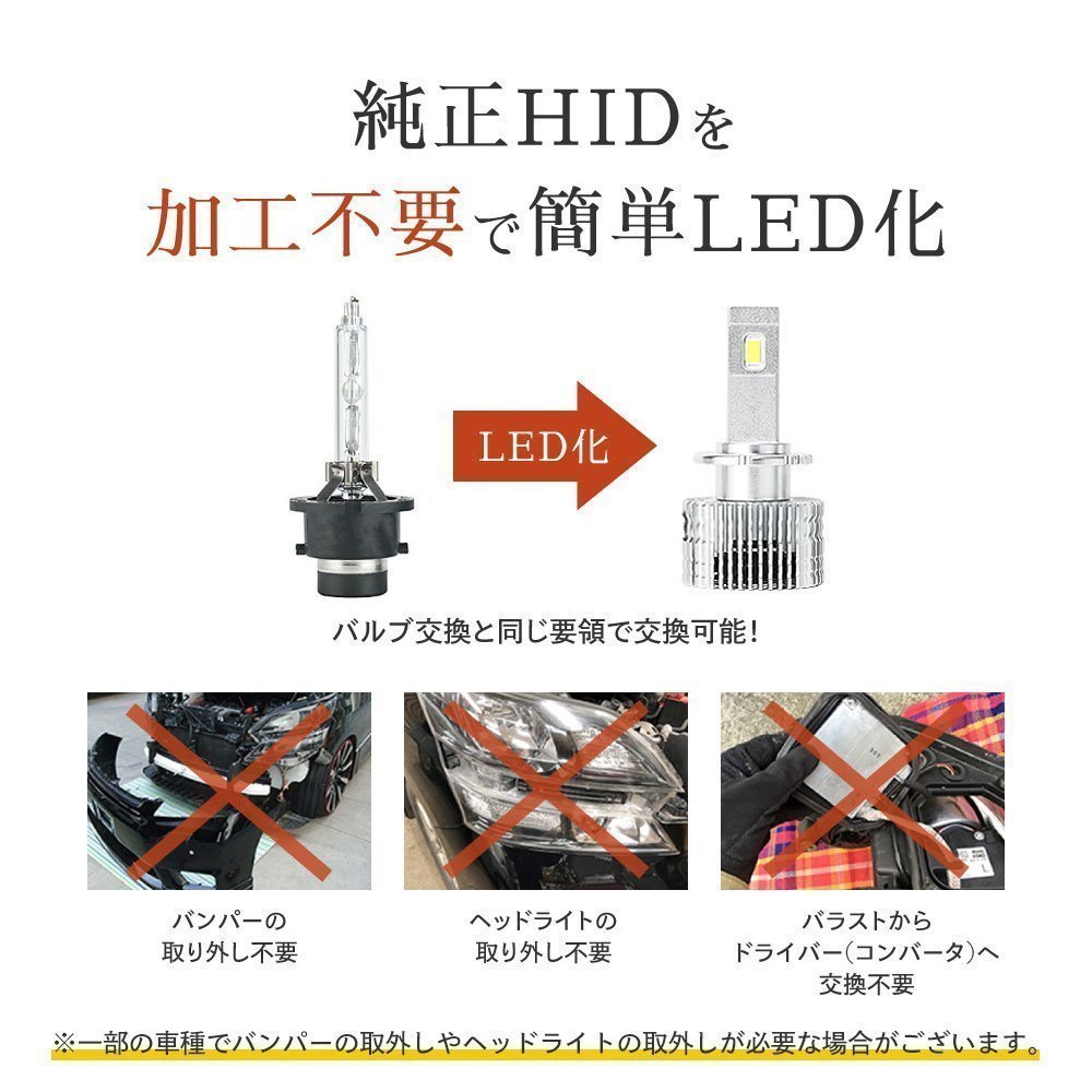 【HID屋】 LEDヘッドライト D2S/D2R/D4S/D4Rから選択可 12200lm 6500k ホワイト 35W 2本1セット 車検対応 送料無料_画像6