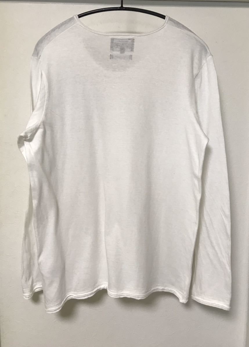 ◆【美品】BEAMS ビームス / カットオフ天竺Vネック長袖Tシャツ/ WHITE S size_画像3