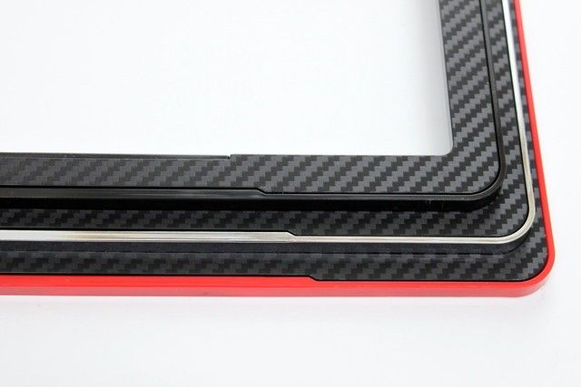 汎用 ブラックリアルカーボン調 黒 ナンバープレートフレーム ナンバー 枠 車検対応 3D カーボン デザイン カスタム 
