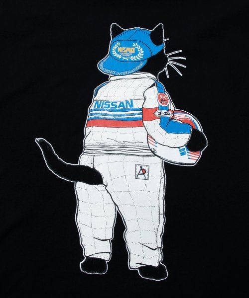 送料無新作 新品 go slow caravan x NISSAN ゴースローキャラバン 日産自動車 レーシングドライバー 猫 長袖 Tシャツ ロンT 黒 4 L_画像4