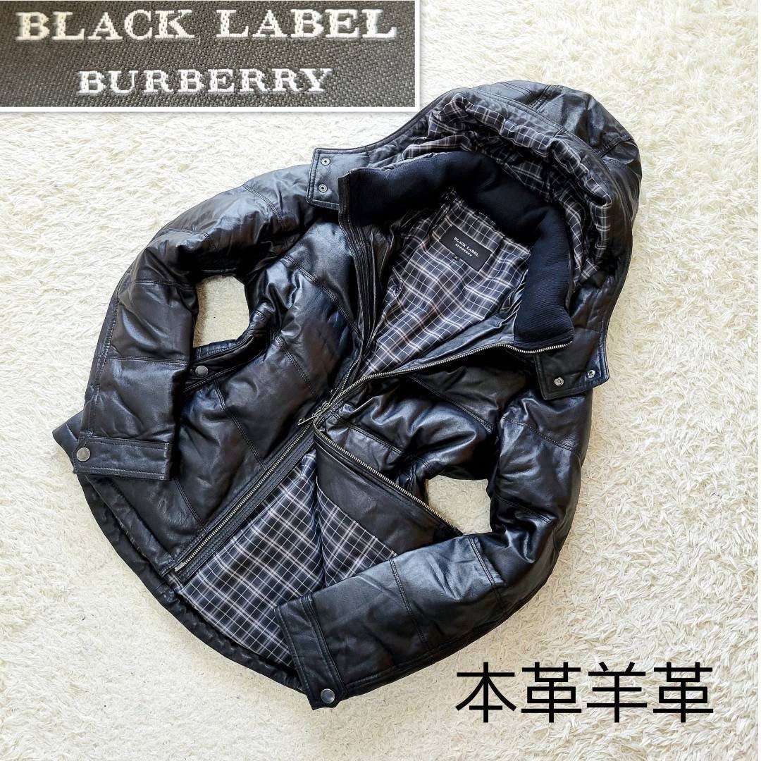 至高の領域【希少☆極美品】バーバリーブラックレーベル　オールラムレザー　ダウンジャケット 羊革 BURBERRY BLACK LABEL ノバチェック