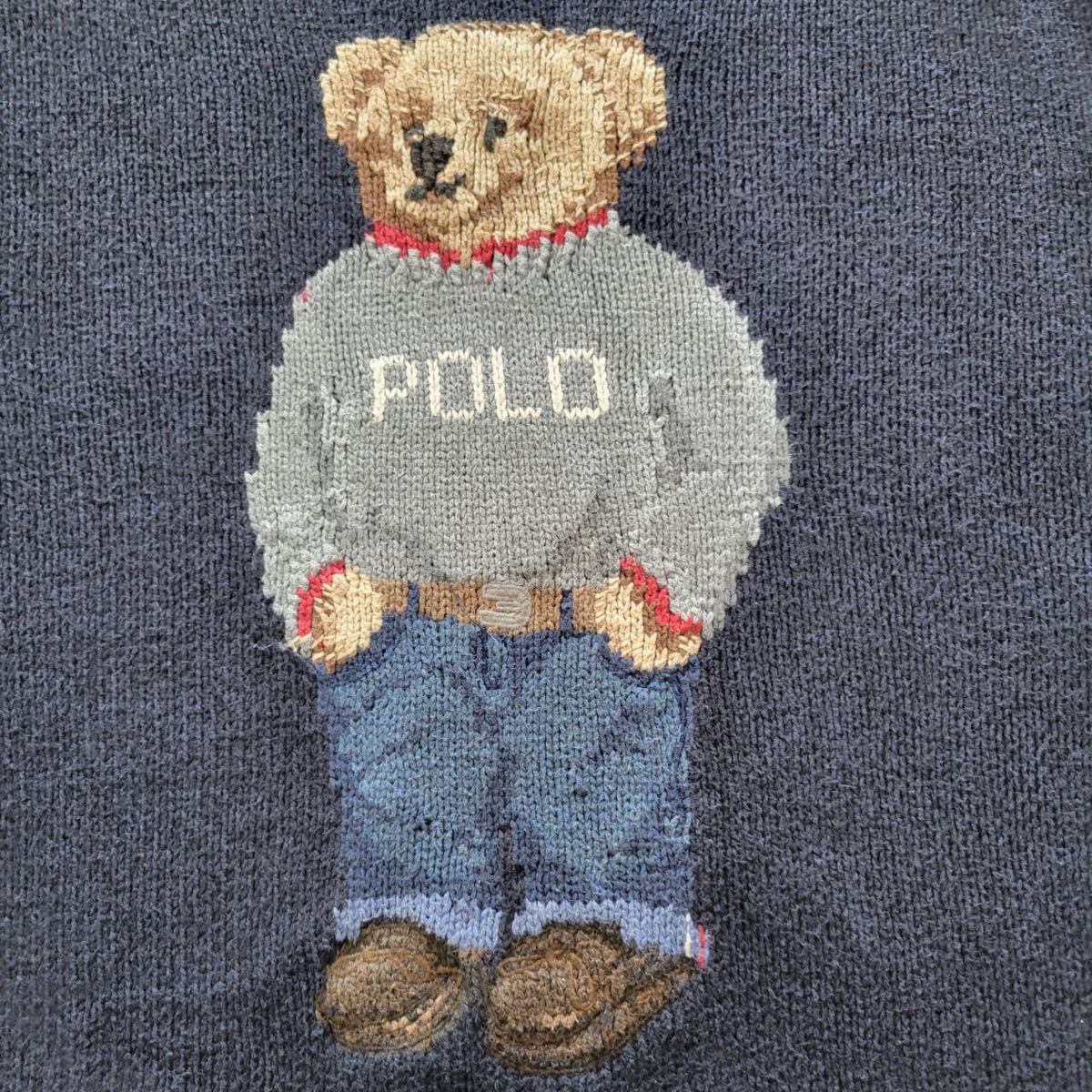 【希少サイズXL 希少デザイン】現行　ポロラルフローレン　ポロベア　ニット　POLO RALPH LAUREN　刺繍　セーター ネイビー XL_画像5