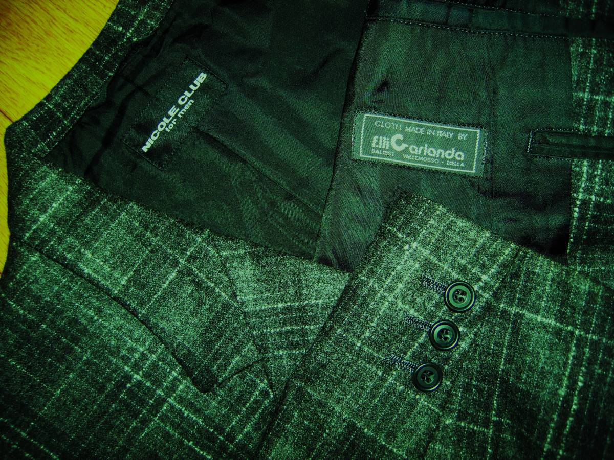 NICOLE CLUB for men ニコル 超美品 ブレザー ジャケット 高級 ソフト フラノ ウール CLOTH MADE IN ITALY 1881年創業 f.lli Carlanda社 L _画像2