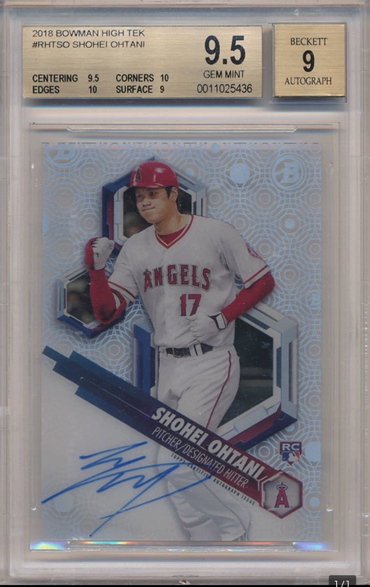 大谷翔平 MLB 2018 Bowman High Tek RC Rookie Signature BGS 9.5 Auto 9 ルーキーオート 直筆サインカード Shohei Ohtani_画像1