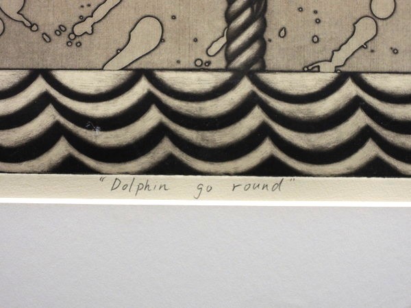 真作/戸嶋由香/「Dolphin go round」/変形20号/銅版画/額装品/ 8/30 /直筆サイン入り/絵画/作家物/美術品_画像7