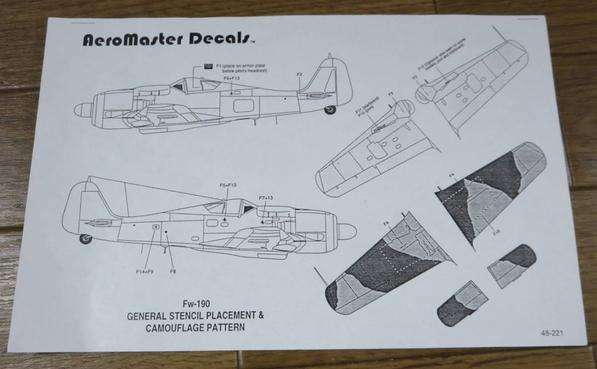 【1/48デカール】エアロマスター 48-221 Fw190F-8, Bf109G-6 ハンガリー空軍 / Aero Master Decals Hungarian Air Force Pt.2【一部使用】_画像8