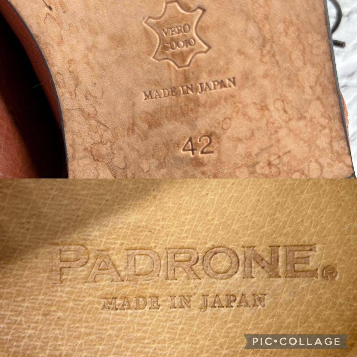 PADRONE パドローネ ダービープレーントゥ ブラウン 42 メンズ 27㎝相当 革靴 本革 レースアップ レザーシューズ 日本製_画像10