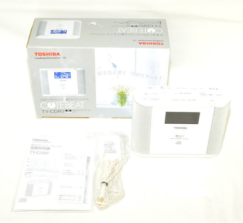 【稀少元箱付属!!/動作美品】TOSHIBA 東芝 TY-CDR7 W ホワイト CD ラジオ 目覚まし 便利な時計機能付 AM FMステレオ2バンドチューナー内蔵の画像2