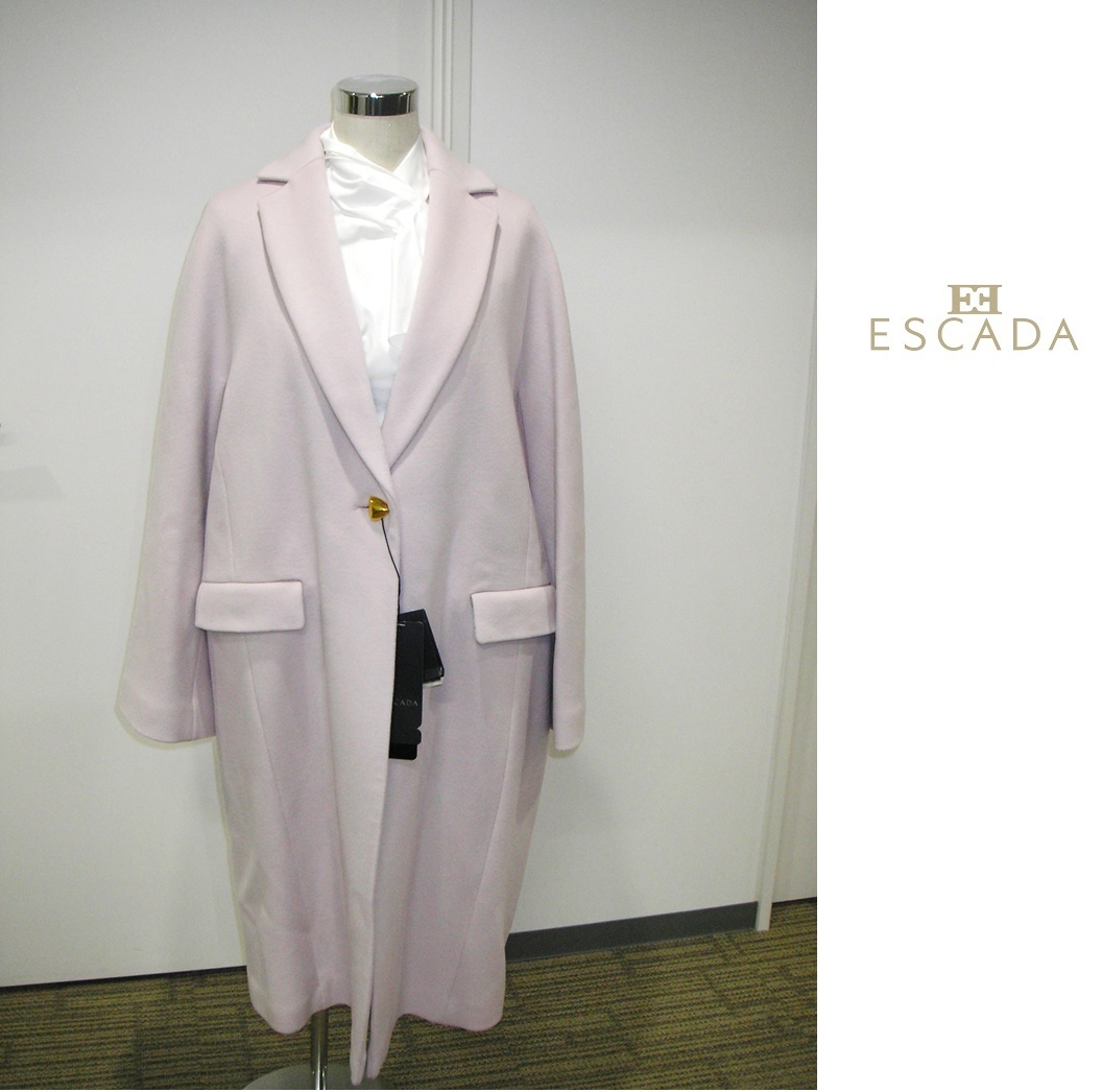 新品 ESCADA（エスカーダ）冬用 100％ カシミヤ フォーマルコート ロングコート オーバーコート ベージュピンク ブランド コート ピンク_画像1