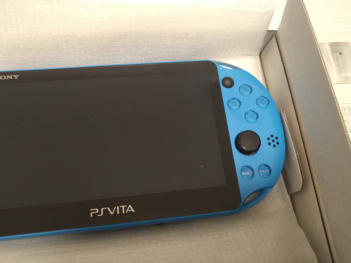 ☆ 新品同様 ☆ PSVITA 2000 アクアブルー blue 本体 vita 8GB メモリーカード ビータ × 新品_画像4