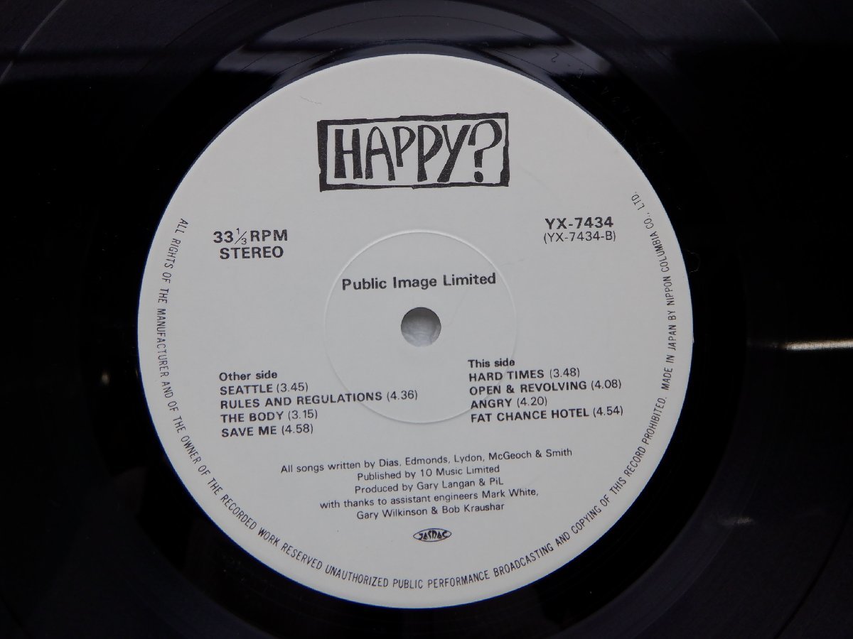 【帯付】Public Image Limited「Happy?」LP（12インチ）/Columbia(YX7434)/洋楽ロック_画像2