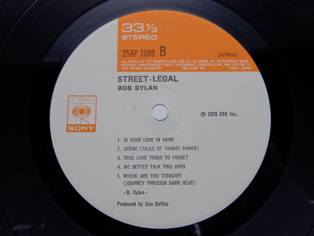 【帯付】Bob Dylan(ボブ・ディラン)「Street-Legal」LP（12インチ）/CBS/Sony(25AP 1099)/Rock_画像2