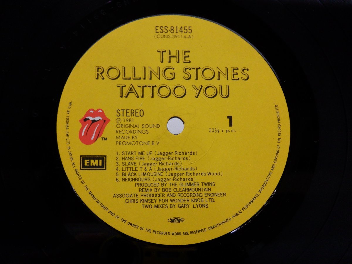 【国内盤】The Rolling Stones(ザ・ローリング・ストーンズ)「Tattoo You(刺青の男)」LP/Rolling Stones Records(ESS-81455)/ロック_画像2