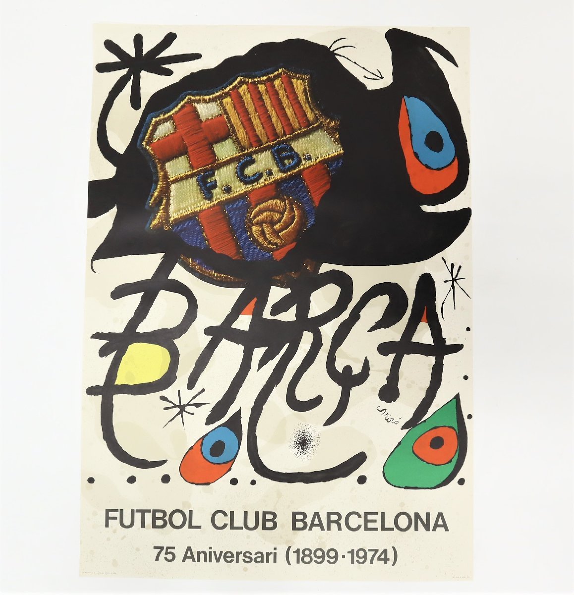 ジョアン・ミロデザイン 「FCバルセロナ 75周年記念ポスター」 / FCB Barcelona クラブ創設75周年 Joan Miro リトポ_画像2