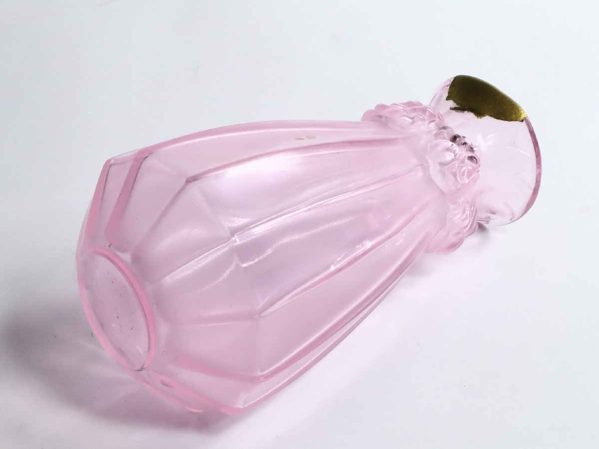 金継ぎの美 ラリック製 ピンク フラワーベース / Rene Lalique 花瓶 一輪挿し