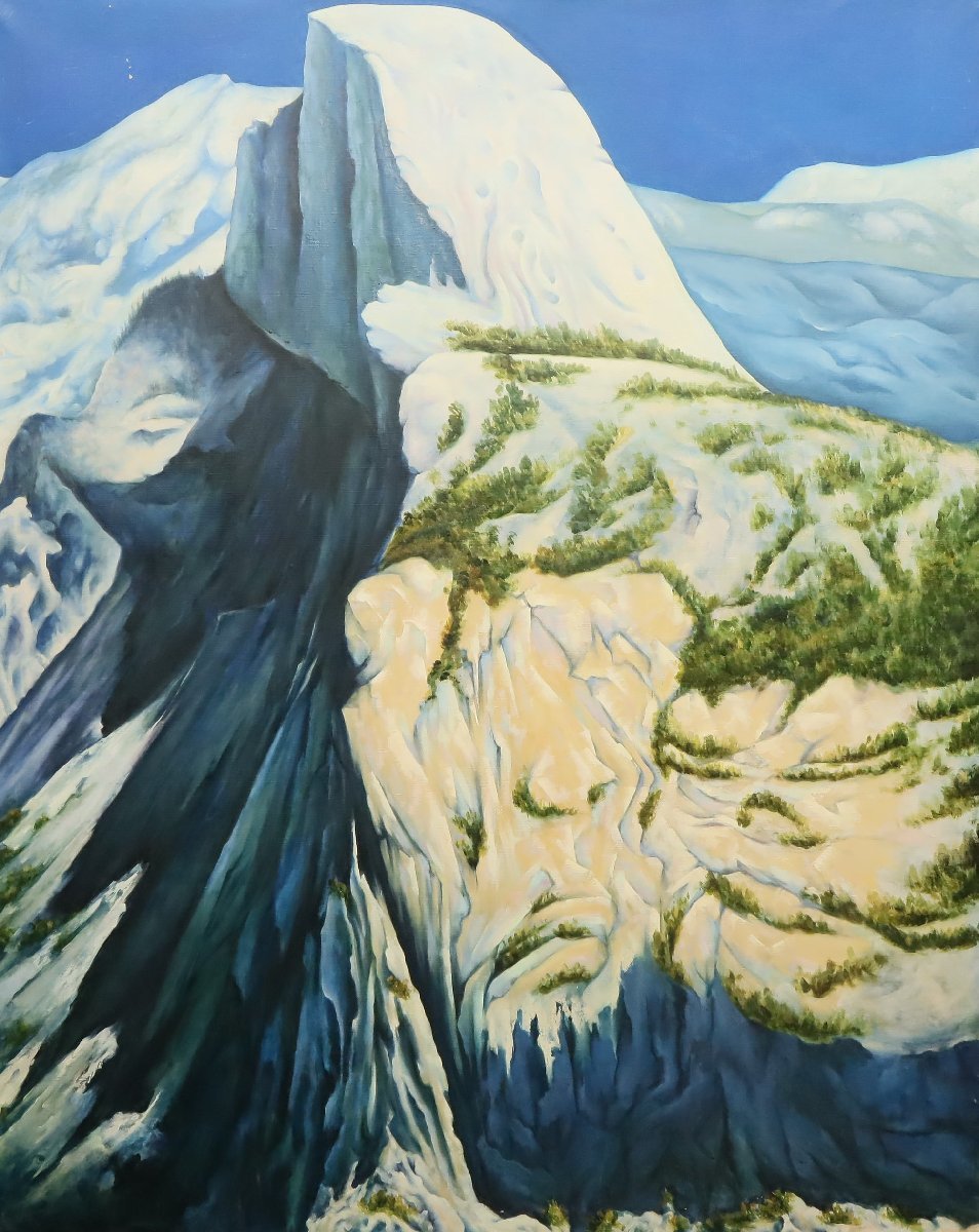 油彩画「山岳風景」作者不明 40号相当 油彩画 大作 風景画
