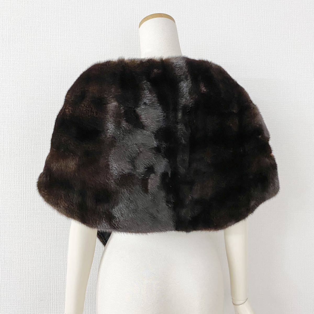 k11-11 最高級毛皮 EMBA エンバ マホガニーミンク ミンクファー MINK FUR リアルファー 大判ショール ストール ティペット レディース 毛皮_画像3