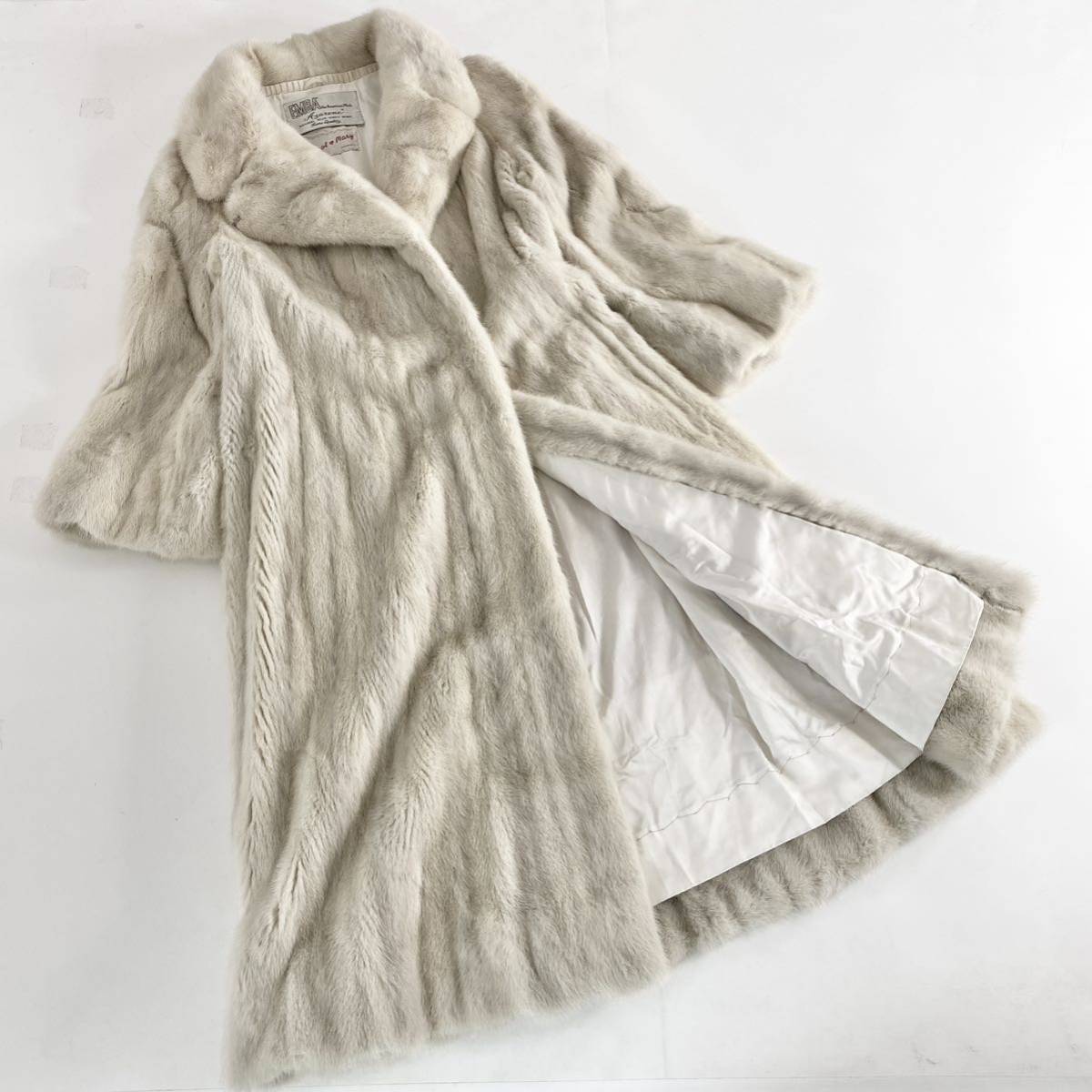 K20-2《美品》最高級毛皮 パールミンク EMBA エンバ ホワイト 毛皮コート ロングコート レディース 女性用 フリーサイズ MINK 毛皮