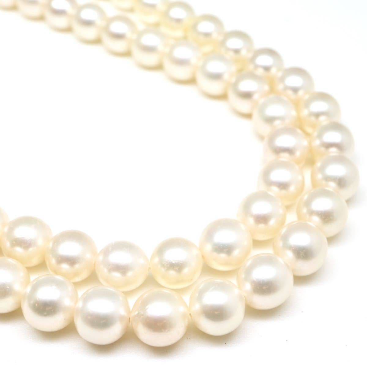 高品質!!天然ルビー&天然ダイヤモンド付き!!◆K14(585) アコヤ本真珠2連ネックレス◆N 38.7g 43.0cm 8.0mm珠 pearl necklace EB5/EG5の画像5