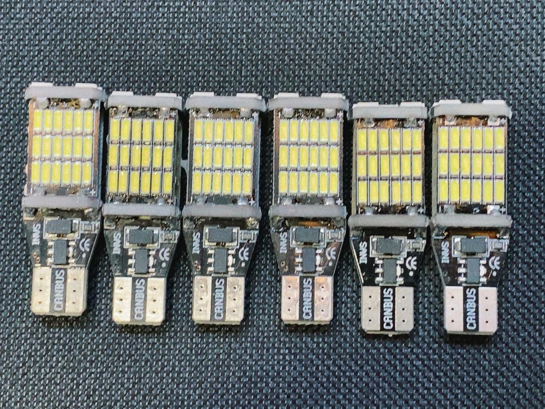 T16 T10 LED ホワイト 45SMD 6000Kナンバー灯 直視厳禁 6個_画像2