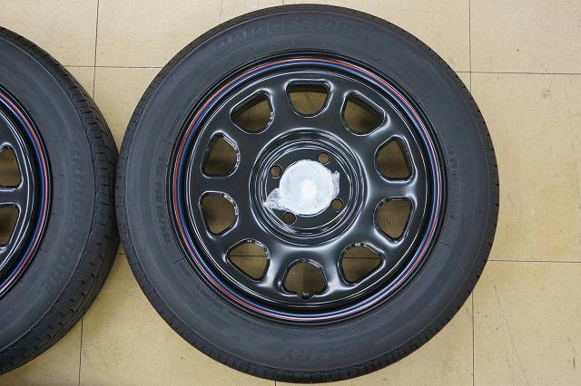 送料無料 中古 155/65R14 155/65-14 未使用 アウトレット デイトナブラック 14 4H100 5J+42 アルト エブリィ タント ムーヴ ミラ_画像3