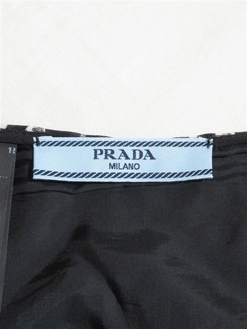 61844 PRADA ／ プラダ ジオメトリック シルク スカート_画像6