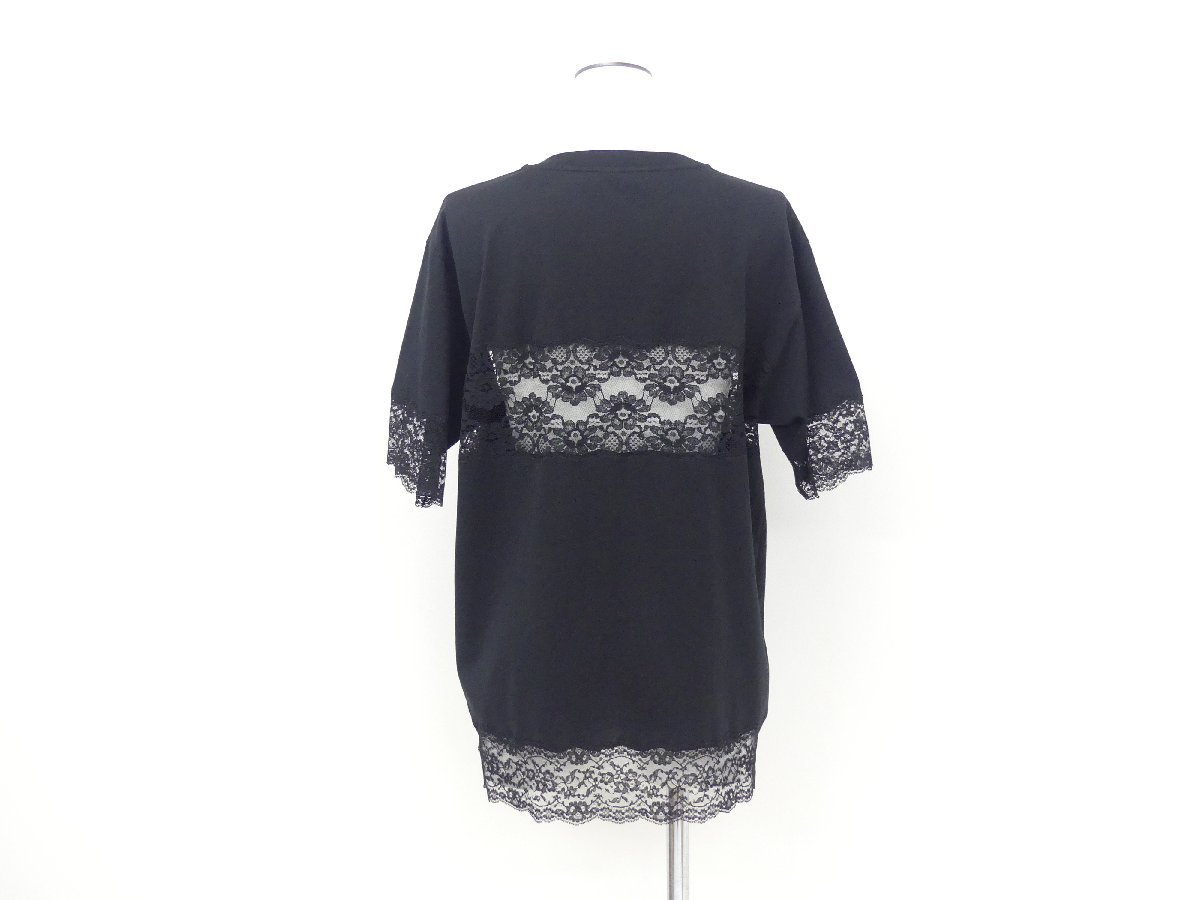 Sランク DOLCE&GABBANA Tシャツ ジャージー レースインサート&ロゴプレート 36 ブラック F8T43TFU7EQN0000_画像7