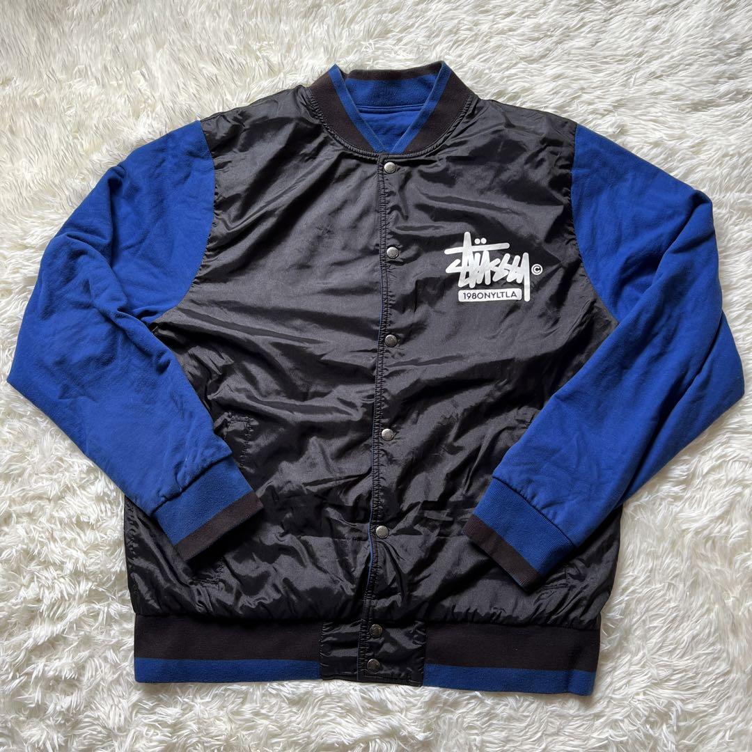 Stussy 1980NYLTLA VARSITY ジャケット　リバーシブル ブルゾン スタジャン スカジャン メンズ XLサイズ 青ブルー系_画像1