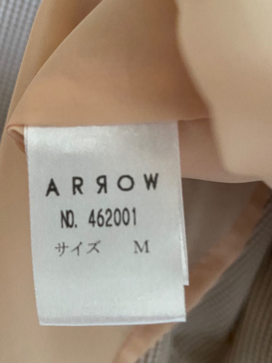 ARROW 花柄刺繍付き 肩部分レース 千鳥格子 膝丈ワンピース