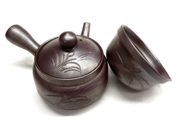 【B481】萬古焼 煎茶器セット 昇龍造 急須 湯呑 茶道具 煎茶道具 茶器 工芸品 共箱 b_画像2