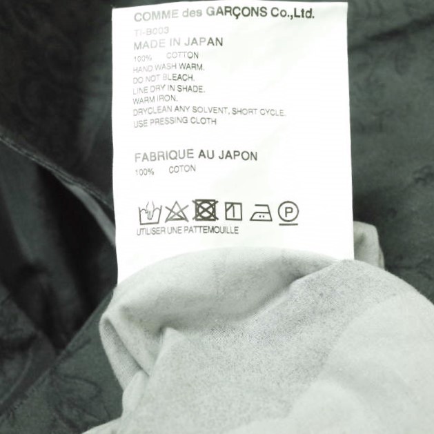 tao COMME des GARCONS タオ コムデギャルソン 22SS 日本製 綿ウェザー汕頭柄プリント半袖ブラウス TI-B003 M ダークグレー シャツ g14284_画像6