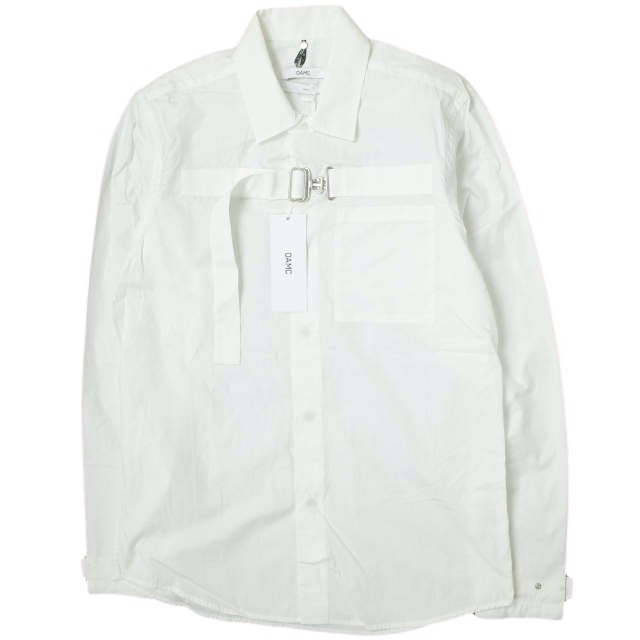 新品 OAMC オーエーエムシー Strapped Shirt バックルフロント コットンポプリンシャツ I024455 XS ホワイト 長袖 ストラップ g12486_画像1