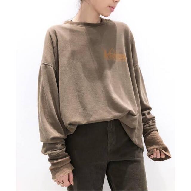 REMI RELIEF x L'Appartement レミレリーフ アパルトモン 別注 日本製 Print L/S Tee プリントロングスリーブTシャツ Free BROWN g14391_画像3