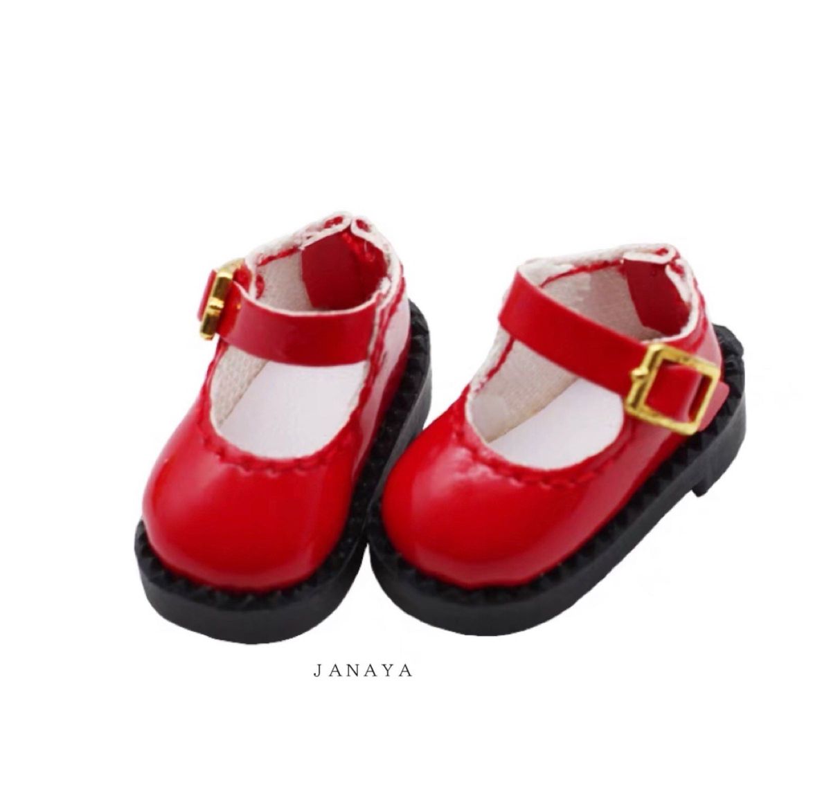 JANAYA ハンドメイド　オビツ11 ob11靴　ストラップシューズ　赤色