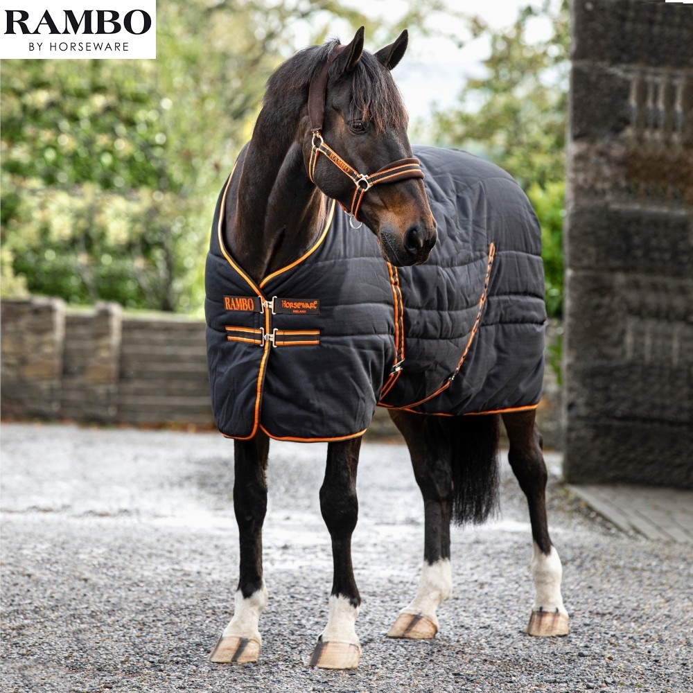 HORSEWARE RAMBO◆ステーブルラグ／厩舎用馬着（厚馬着）200ｇ◆6’9サイズ◆ブラック＆オレンジ◆新品・乗馬用品_サイト画像